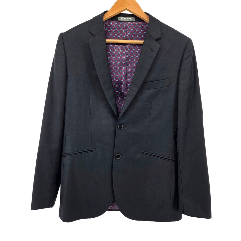Indochino‎ Mens Wool Blazer Jacket Two Button Sport Coat Dark Grey 44